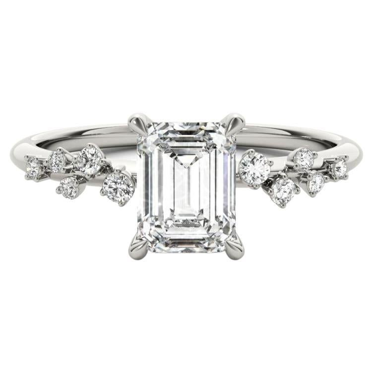 GIA Certified 2.5 Carat Trellis Vine Cluster Emerald Platinum Diamond Ring