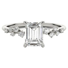 GIA Certified 2.5 Carat Trellis Vine Cluster Emerald Platinum Diamond Ring