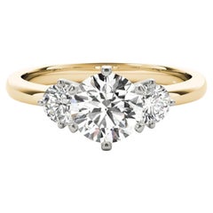 GIA Certified 1.03 Carat Round Three-Stone Diamond Ring 18K Yellow Gold