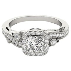 GIA 1.5ct Princess Square Halo Multi-Stone Curved  Diamond Ring