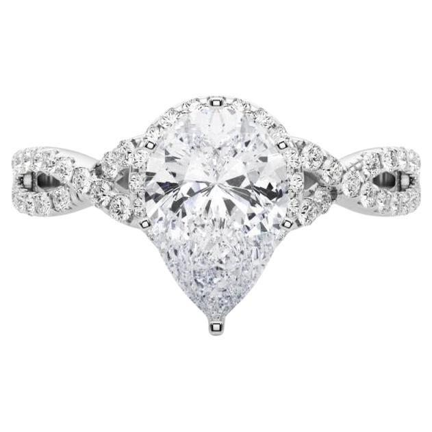 GIA Certified 1.2 Carat Solitaire Pear Halo Infinity Diamond Ring