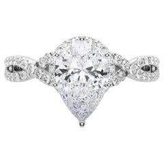 GIA Certified 1.2 Carat Solitaire Pear Halo Infinity Diamond Ring