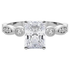 GIA 1.7ct Radiant Marquise 
Round Milgrain Bezel Diamond Ring