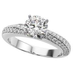 GIA Certified 1 Carat Round Diamond Pave Swirl (diamant rond certifié GIA de 1 carat) Bague en diamant