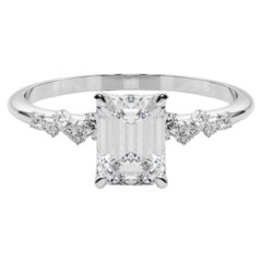 GIA 2.2 Carat Emerald Cluster Trellis Solitaire  Diamond Ring