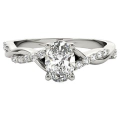 GIA 1.79ct Oval Solitaire Trellis Twisted Vine 18K White Gold Diamond Ring