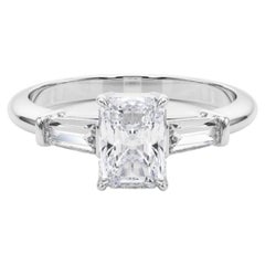 GIA Certified 2.01 Carat Radiant 
Baguette Three-Stone Platinum Diamond Ring