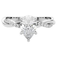 Anillo de diamantes en forma de uve infinita trenzada pera de 1,25 quilates con certificado GIA