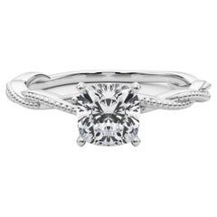 GIA Certified 1.01 Carat Cushion Twisted Braided Band Platinum Diamond Ring (anello con diamante in platino)