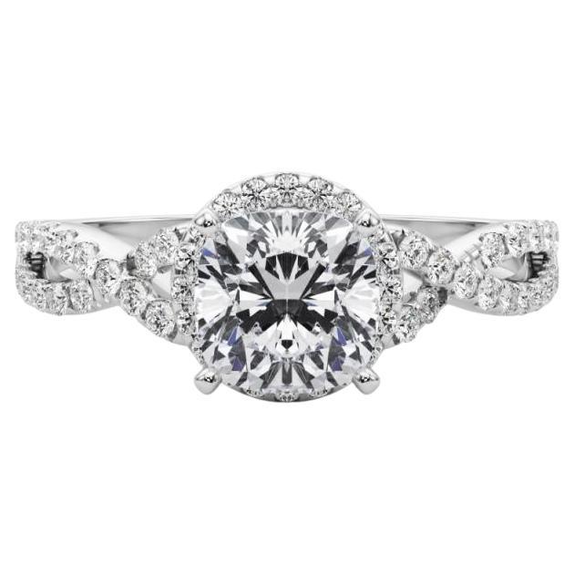 GIA Certified 1.5 Carat Solitaire Cushion Halo Infinity Diamond Ring