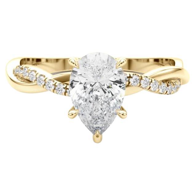 GIA zertifiziert 1,3 Karat Birne Twisted Infinity Vine Gelbgold Diamantring