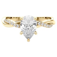 GIA zertifiziert 1,3 Karat Birne Twisted Infinity Vine Gelbgold Diamantring