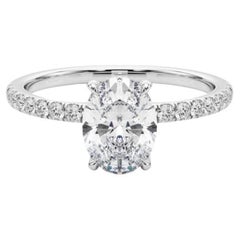 GIA Certified 1.2 Carat Oval Hidden Halo Pave  Diamond Ring