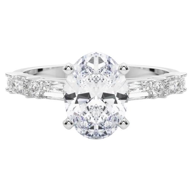 GIA 0.93ct Oval Round 
Baguette Channel Band  Diamond Ring