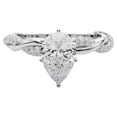 GIA 1,7 quilates Pave Trenzado Pera Anillo Trenzado Anillo de diamantes