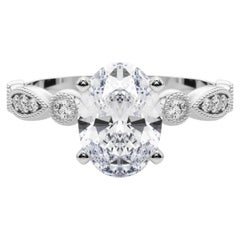 GIA 1.2ct Oval Marquise 
Round Milgrain Bezel Diamond Ring