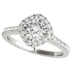 GIA 0.8ct Cuscino Quadrato Halo Filigrana Fiore Pave Anello di Diamanti