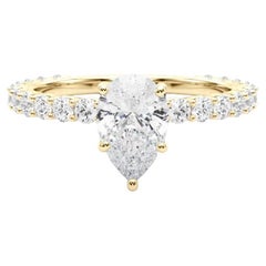 Bague en diamant certifiée GIA de 1,01 carat en forme de poire à tige éternelle