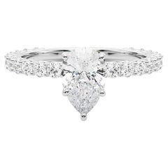 Bague en diamant certifié GIA 0.96 carat Pear Partial Eternity Shank
