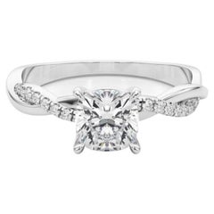 Anillo de diamantes de platino en forma de enredadera infinita trenzada de 0,9 quilates con certificado GIA