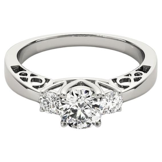 GIA 1,6ct Rund 3-Stein Offene Gallery Infinity Diamantring