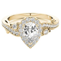 GIA Certified 1.5 Carat Pear Halo Multi-Stone Curved Diamond Ring