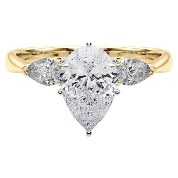 GIA Certified 1.01 Carat Pear East-West Three-Stone Diamond Ring (bague à trois pierres)