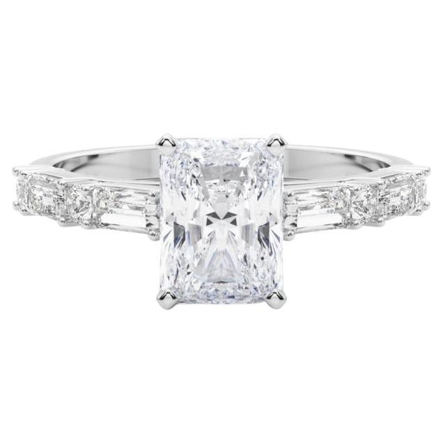 GIA 2.01ct Radiant Round 
Baguette Channel Band  Diamond Ring