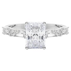 GIA 2.01ct Radiant Round 
Baguette Channel Band  Diamond Ring