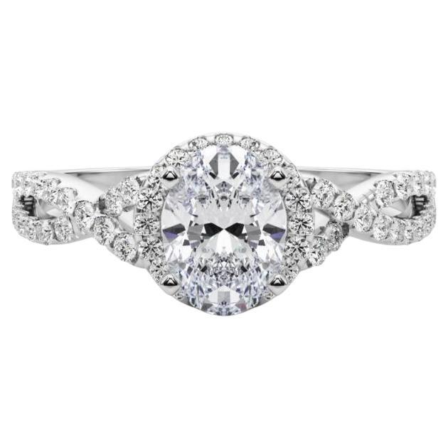 GIA zertifiziert 2.02 Karat Solitär Oval Halo Unendlichkeit Platin Diamant Ring