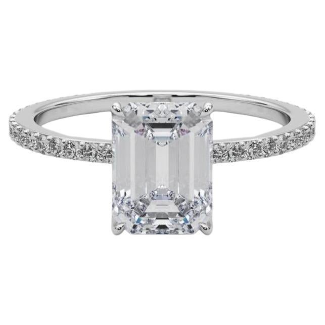 GIA Certified 2.2 Carat Emerald Hidden Halo Pave Band Platinum Diamond Ring