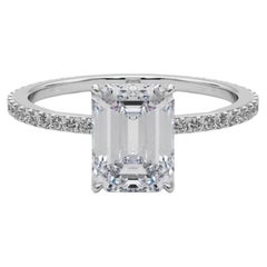 GIA Certified 2.2 Carat Emerald Hidden Halo Pave Band Platinum Diamond Ring
