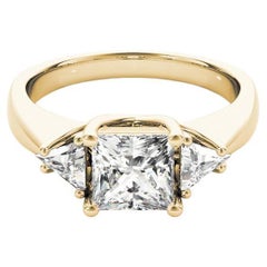 GIA Certified 1.3 Carat Three-Stone Trillion 
Princess Diamond Ring