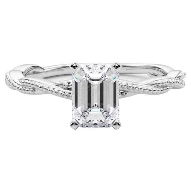 GIA zertifiziert 1.7 Karat Smaragd geflochtene Band Diamantring