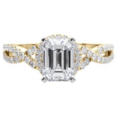 GIA Certified 1.7 Carat Solitaire Emerald Halo Infinity Diamond Ring