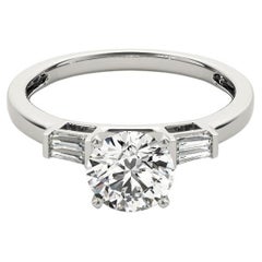 GIA 2.01ct Round Solitaire 
Channel Baguette  Diamond Ring
