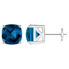 Pendientes de oro de 14 quilates con solitario de topacio azul de Londres natural de 4,8 ct