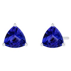 Angara Natural Martini-Set Trillion Tanzanite Stud Earrings in 14K Solid Gold