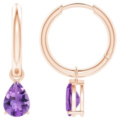 Angara Natural 1.2 ct Amethyst Hinged Hoop Drop Earrings in 14K Gold ()