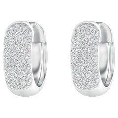 Angara Natural Pave-Set Diamond Huggie Hoop Earrings in 14K Solid Gold for Women