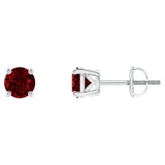 Angara Natural Round Ruby Solitaire Stud Earrings in 14K Solid Gold for Women