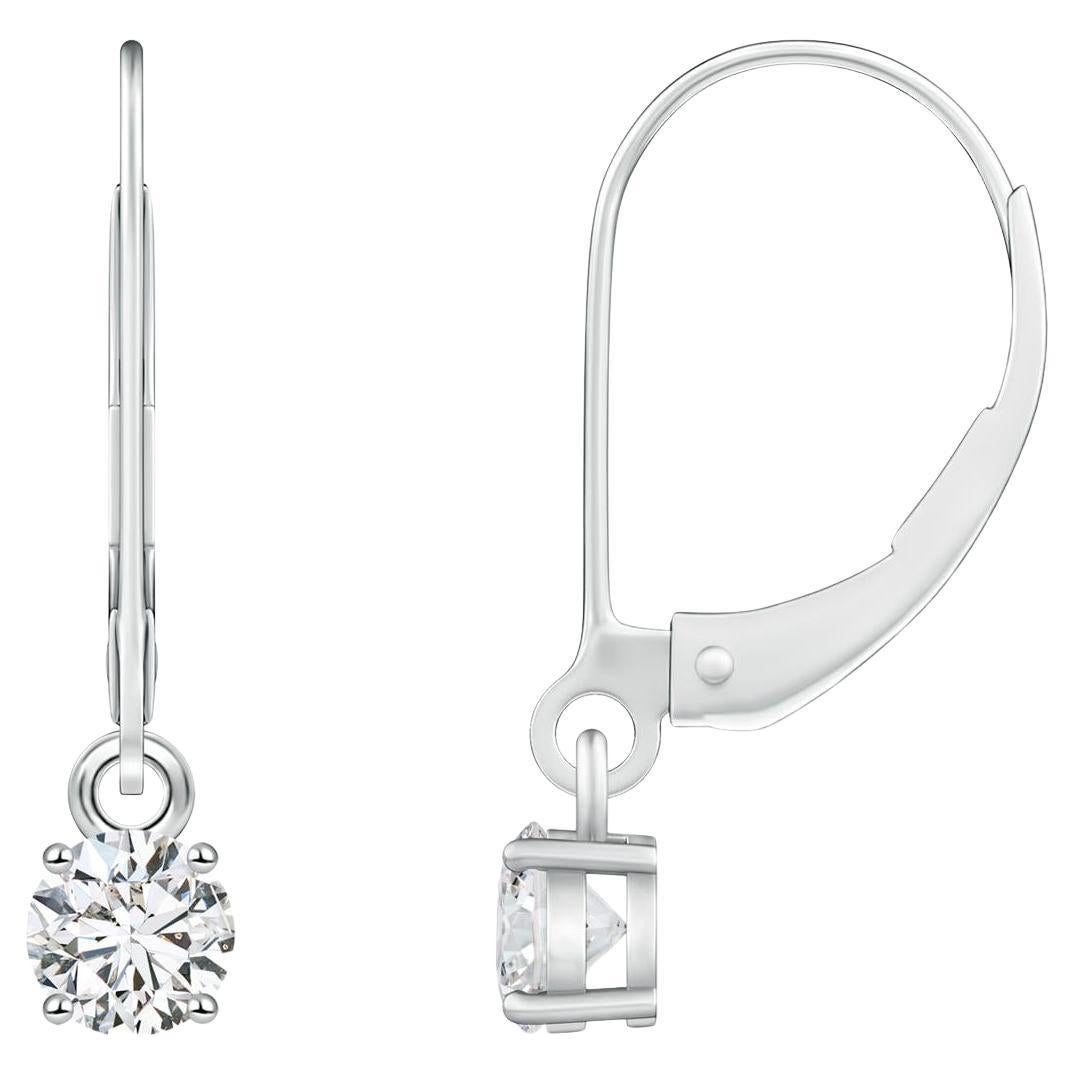 Angara 14K Solid Gold Diamond Leverback Earrings, 0.5 Carat, Natural