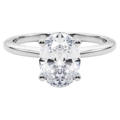 GIA Certified 1 Carat Oval Prong Set Solitaire Platinum Diamond Ring