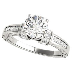 GIA 2.29ct Round Antique Fancy Gallery Engraved  Bague en diamant