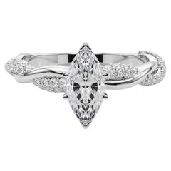 GIA 2,01 Karat Marquise verdreht Pave geflochtene Band 18K Weißgold Diamantring