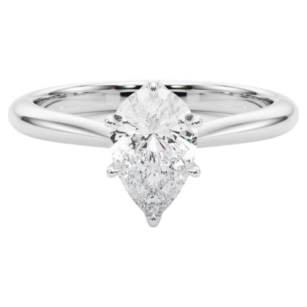 GIA Certified 1.71 Carat Pear Solitaire Cathedral 18K White Gold Diamond Ring