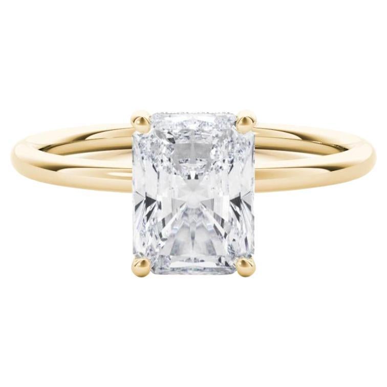 GIA-zertifiziert 2.2 Karat versteckter Halo-Radiant Solitär Diamantring