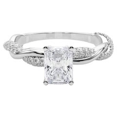 GIA 1.8 Carat Radiant Twisted Pave Braided Band  Diamond Ring