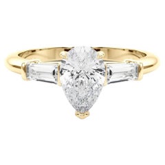 GIA Certified 2.01 Carat Pear 
Baguette Three-Stone Diamond Ring