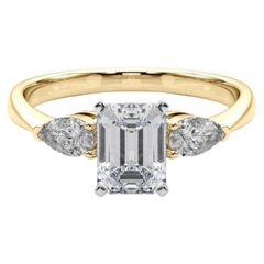 GIA Certified 1.4 Carat Emerald East-West Three-Stone Diamond Ring